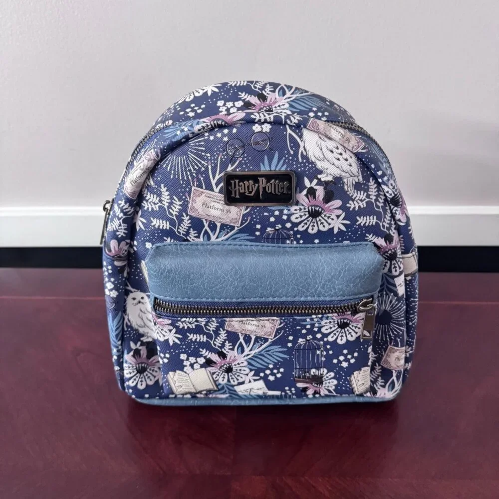 New Bioworld Blue and White Harry Potter Hedwig Mini Backpack